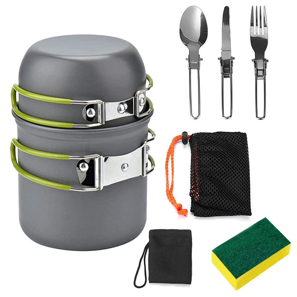 Camping Cookware Set with Pot and Foldable Cutlery