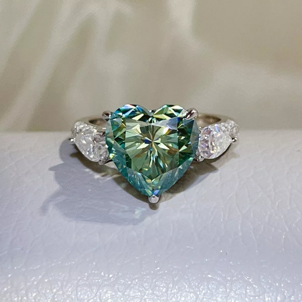 6 Carat 925 Sterling Silver Moissanite Heart Ring