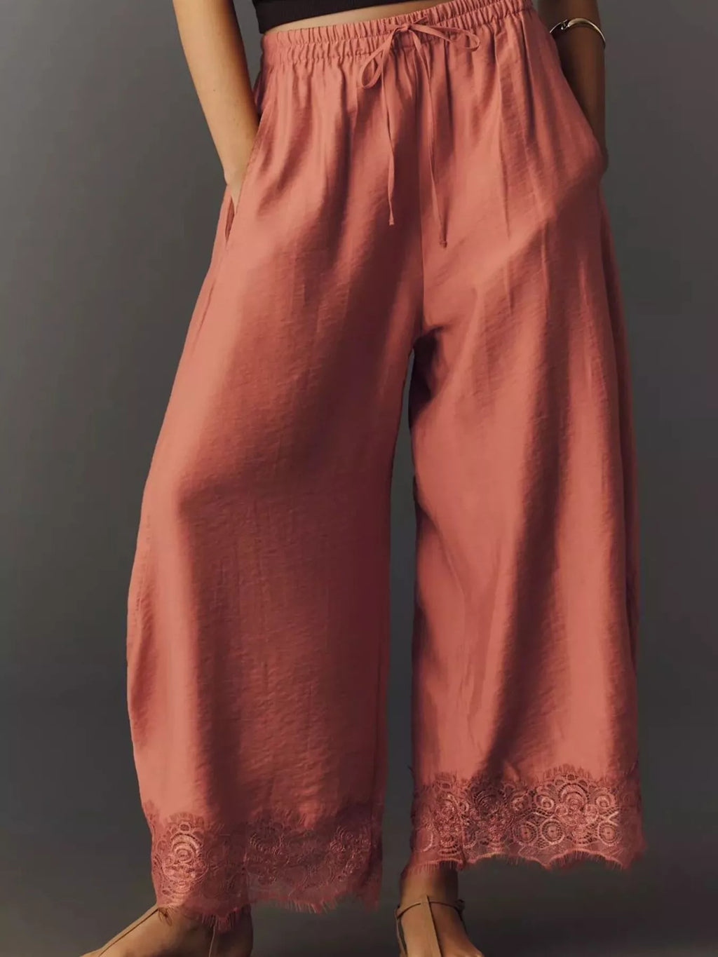 Drawstring Wide Leg Pants