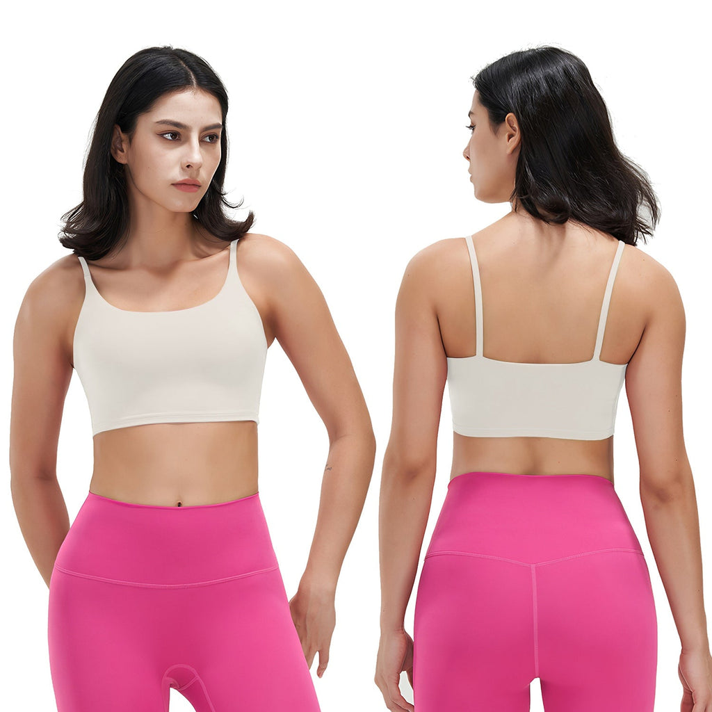 Women Sport Bras with Removable Pads, Low-Impact Square Neck