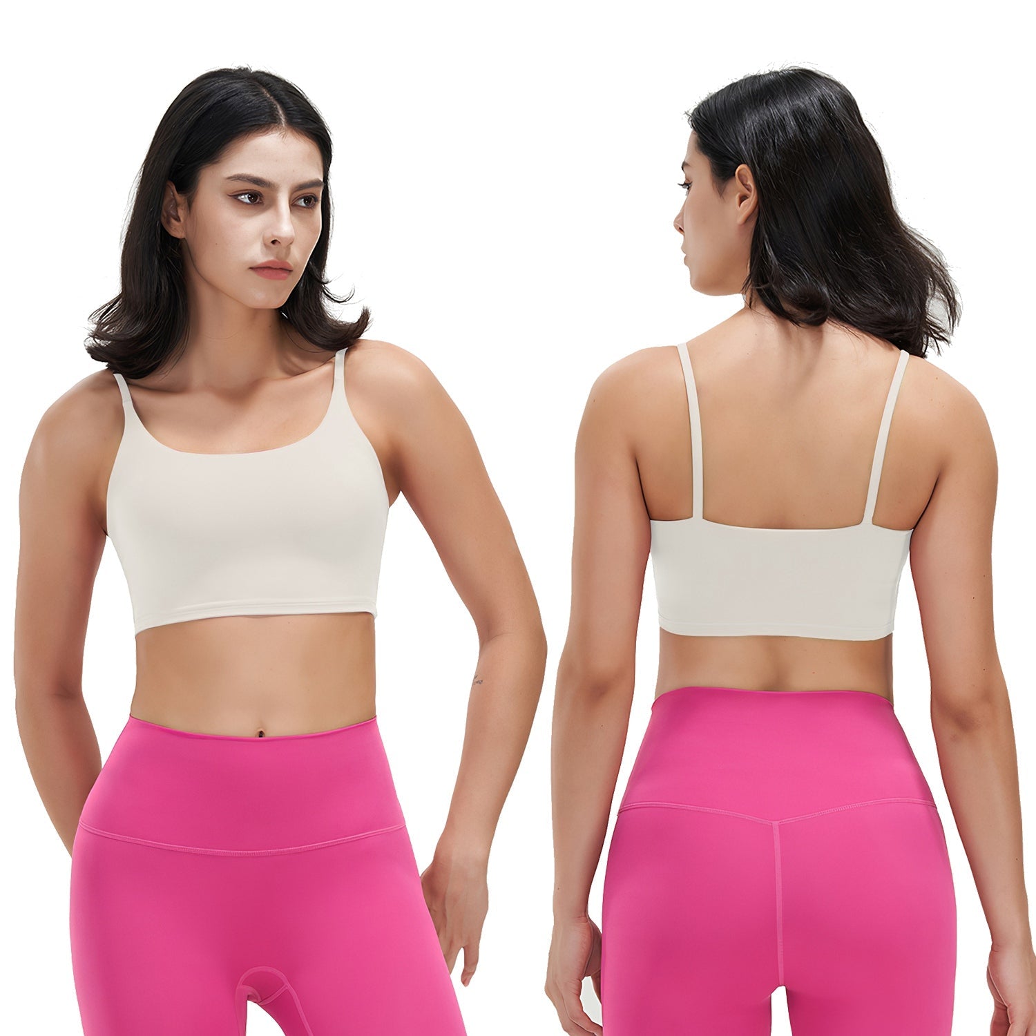 Women Sport Bras with Removable Pads, Low-Impact Square Neck