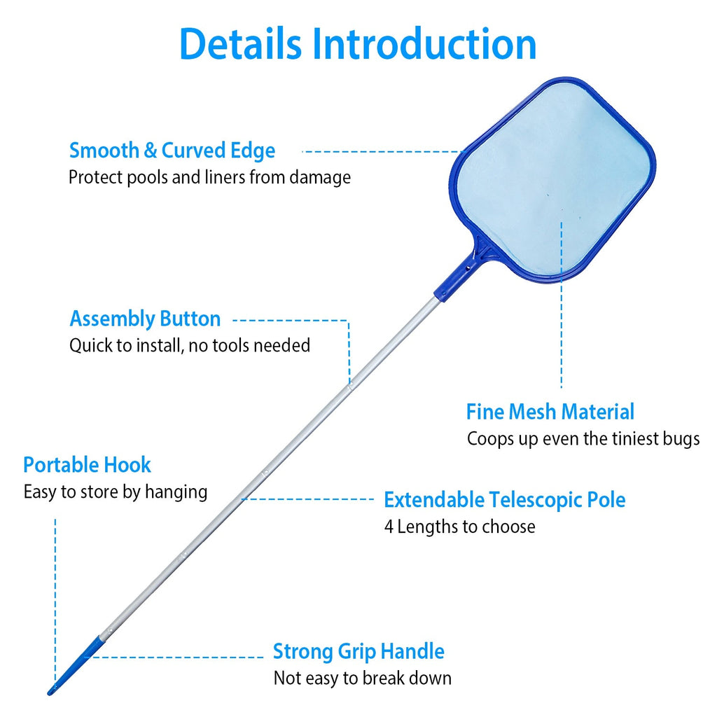 Swinging Pool Skimmer Cleaner Mesh Net Telescopic Pole