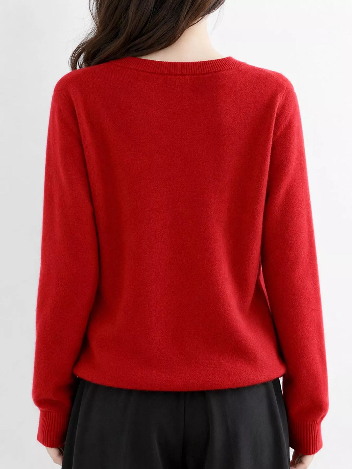 Crew-Neck Button-Down Cardigan