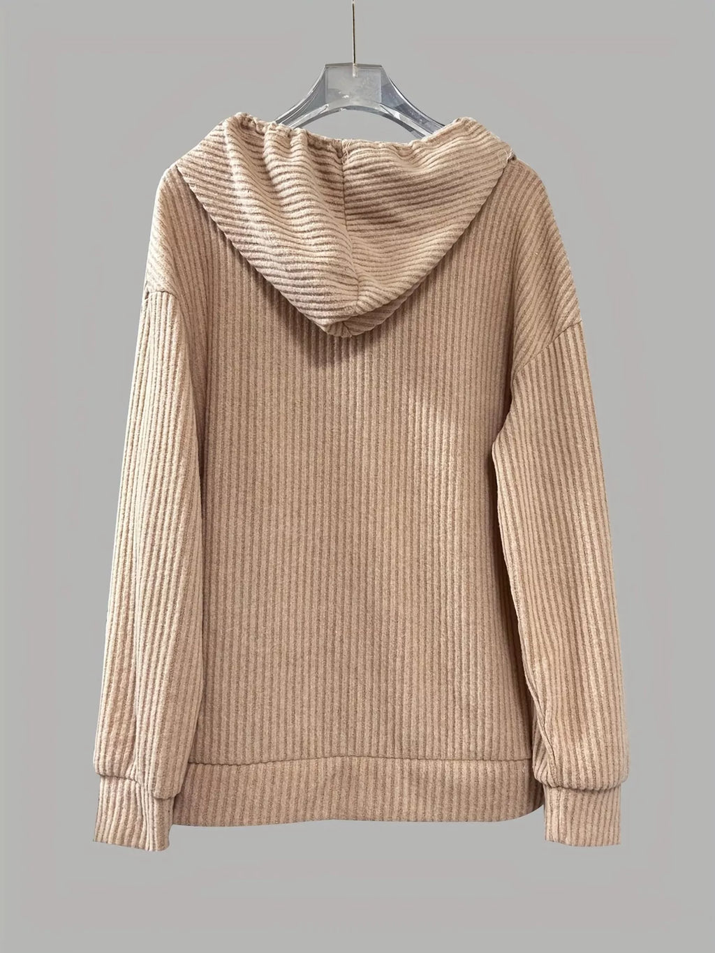 Button-Front Drawstring Hoodie