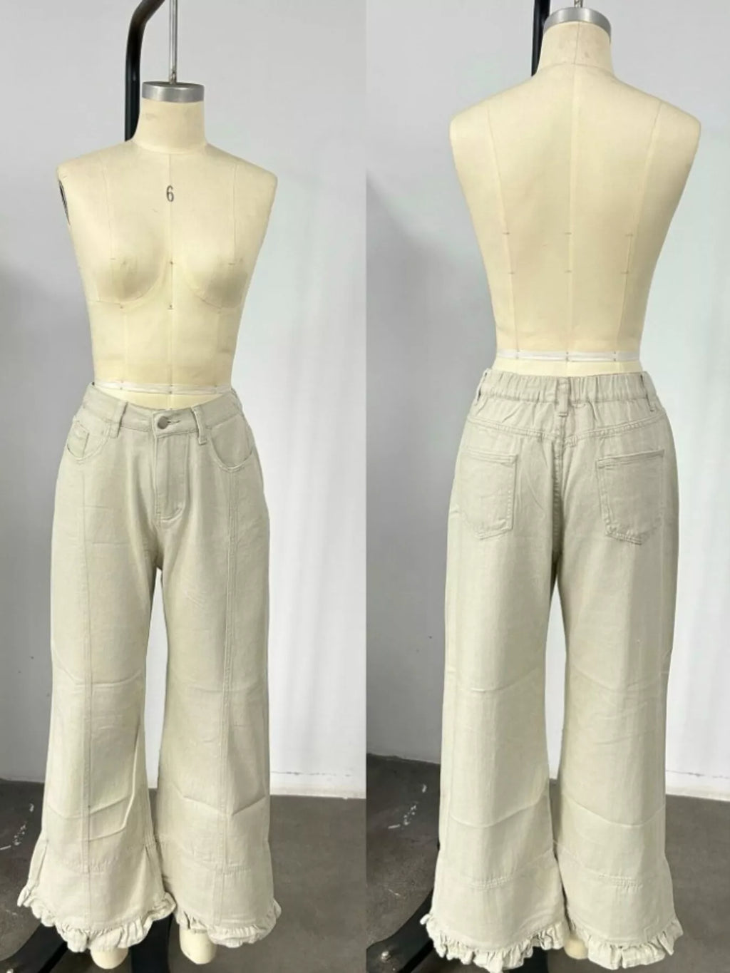 Full Size High-Waisted Wide-Leg Ruffle Hem Jeans Plus Size