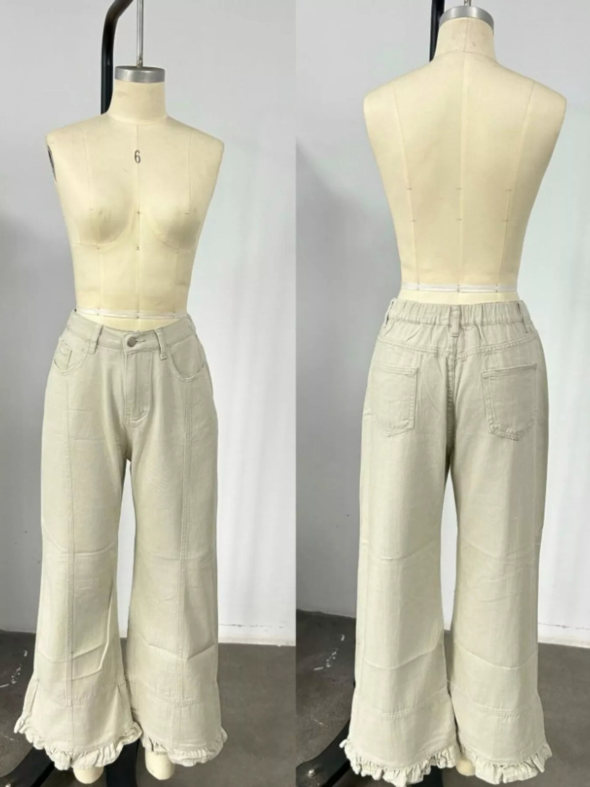 Full Size High-Waisted Wide-Leg Ruffle Hem Jeans Plus Size