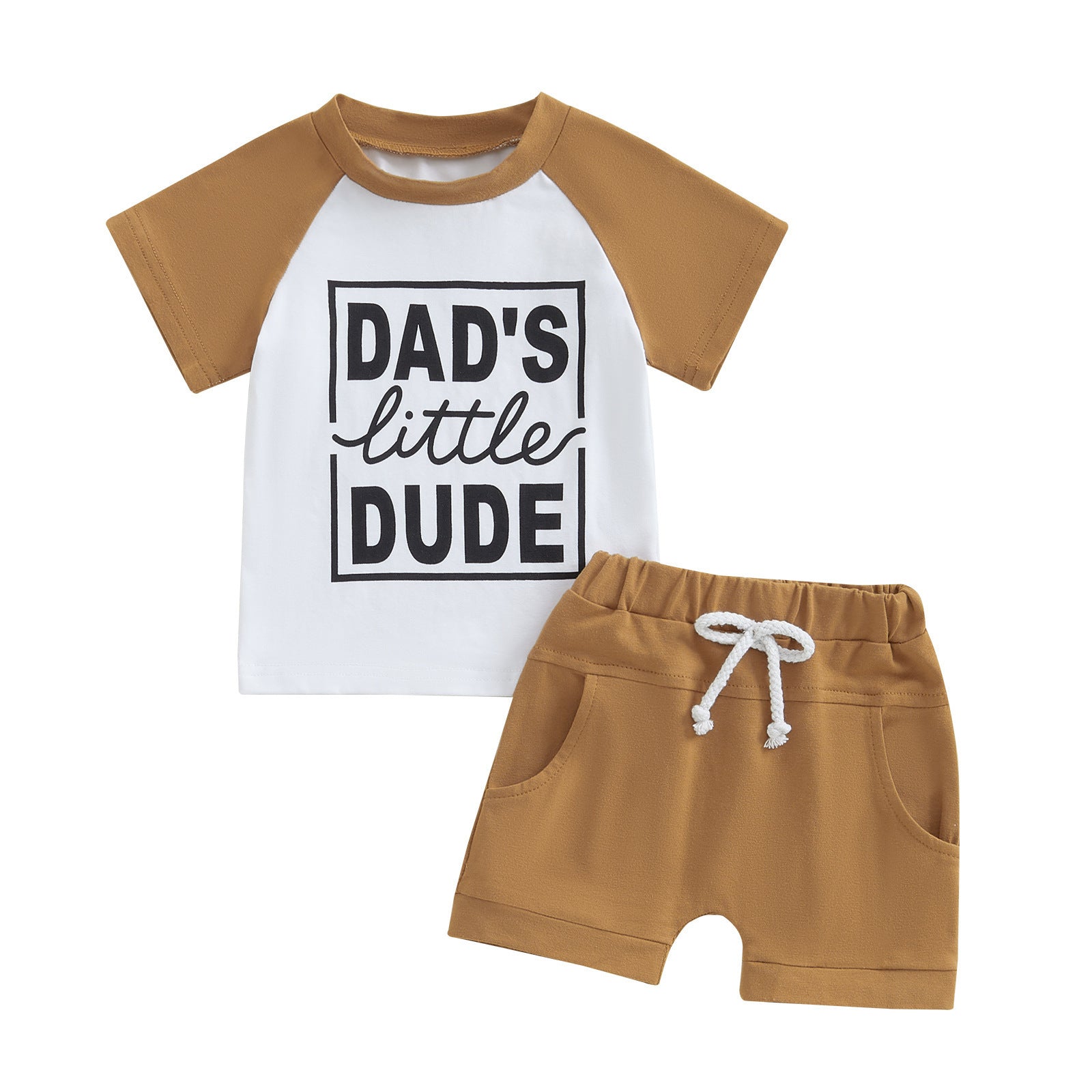 Summer Father's Day Boys' Letter Print Short-sleeve Tops And Shorts Two-piece Set