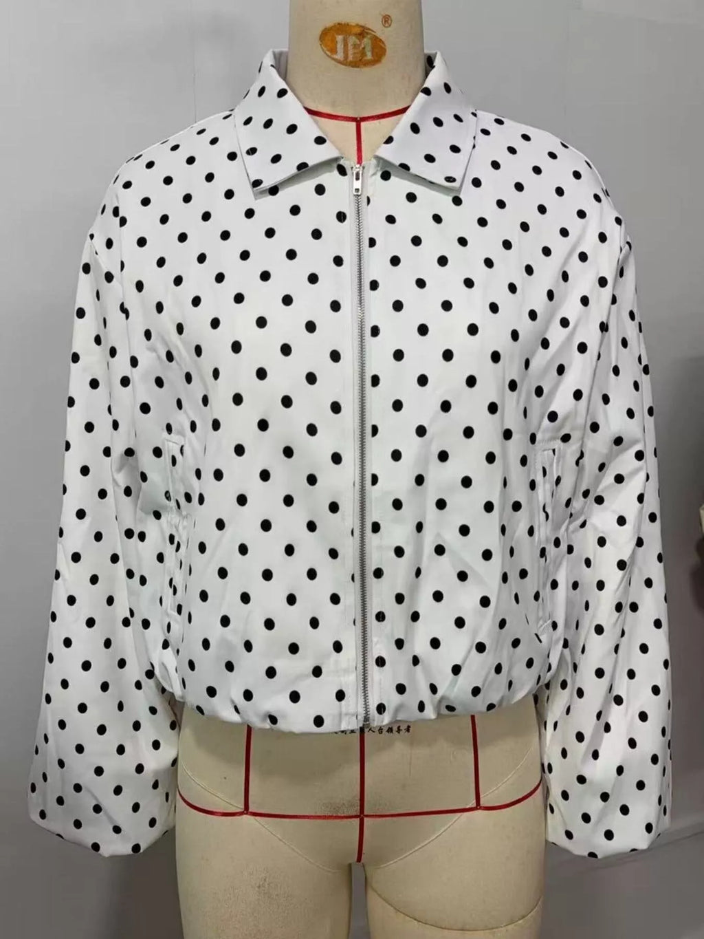 Polka Dot Casual Zip-Up Jacket