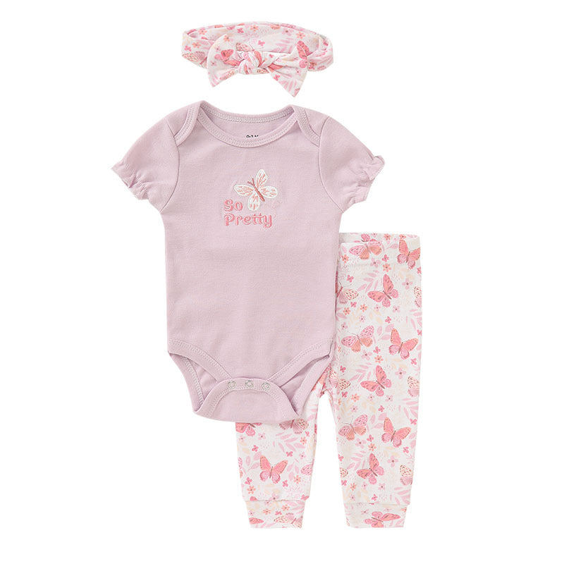 Summer Short-sleeve Cartoon Onesie Set