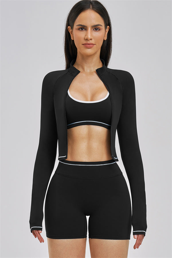 The Unbound Jacket Sports Bra Shorts 3-Piece Set