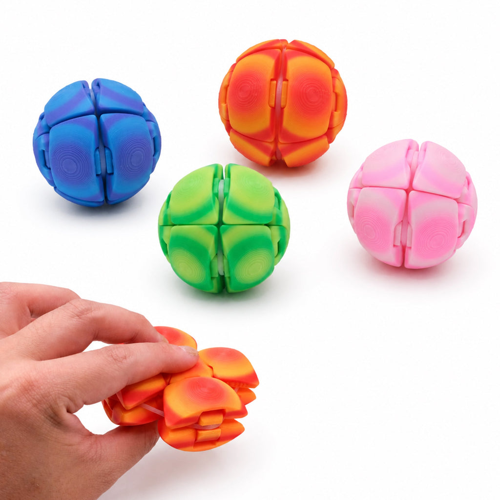 4 Pack Large Fidget Sphere Balls, 6cm 3D Printed Articulated Squeeze Balls, Colorful Tactile Handheld Fidget Set For Office Desk Travel