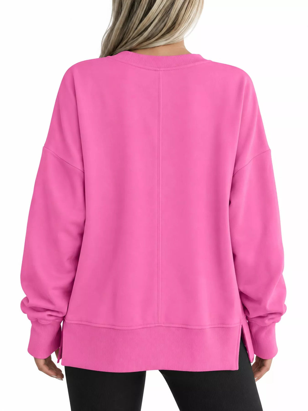 Oversized Crew Neck Sweatshirt with Side Slit