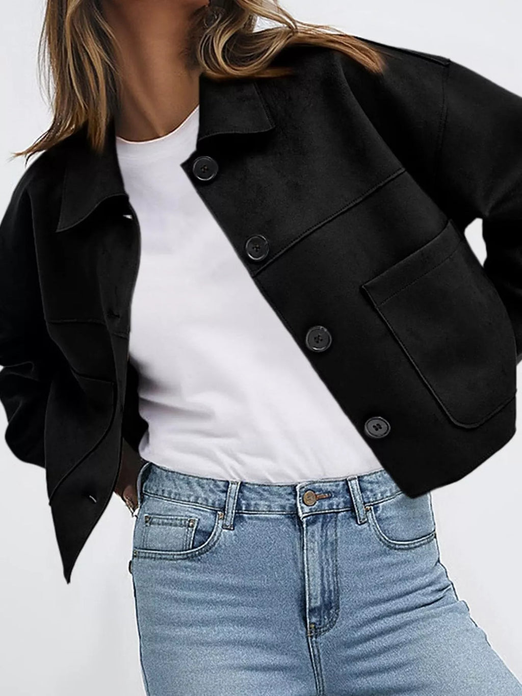 Button-Down Cropped Jacket