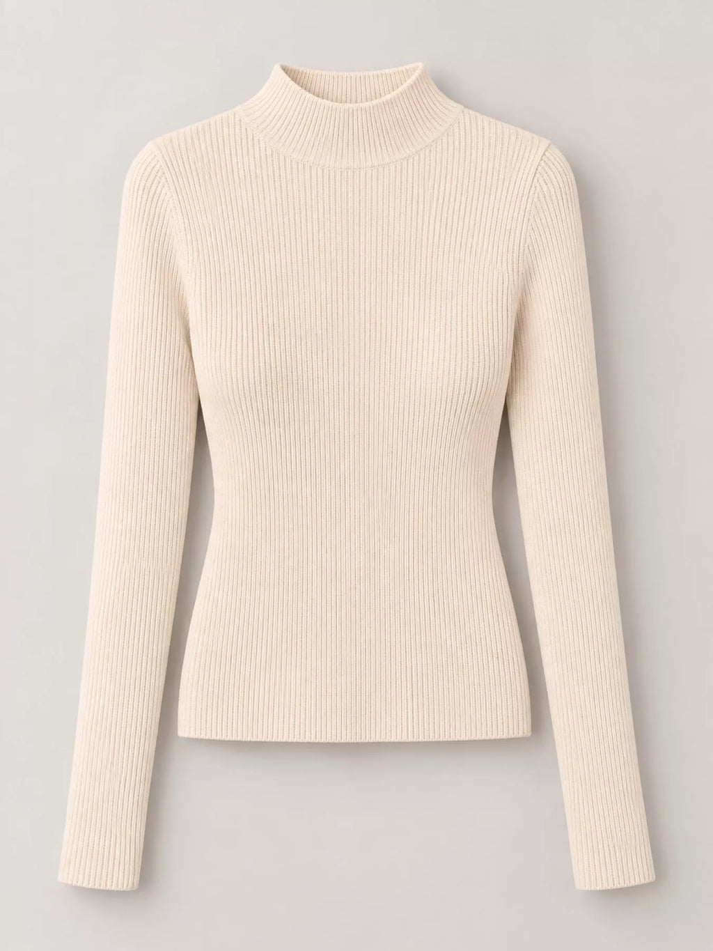 Elegant Slim-Fit Ribbed Mock Neck Knit Top