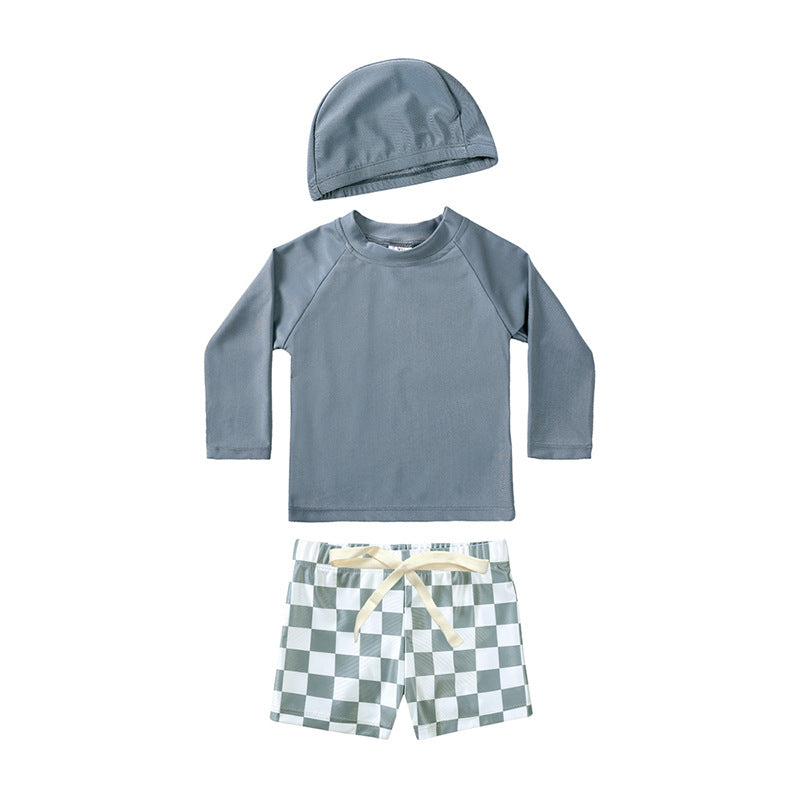 Kids Long-sleeve Sun-protective Two-piece Swimsuit