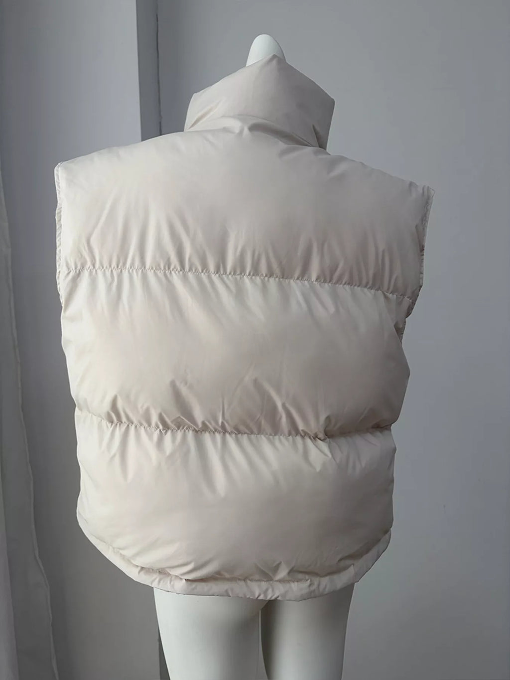 Snap-Button Placket Quilted Puffer Vest Coat