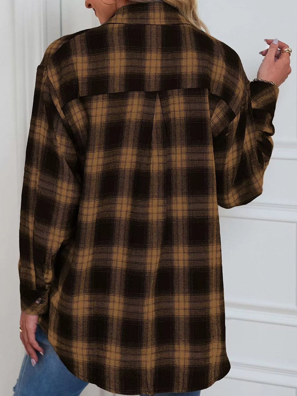 Plaid Button-Down Oversized Shirt