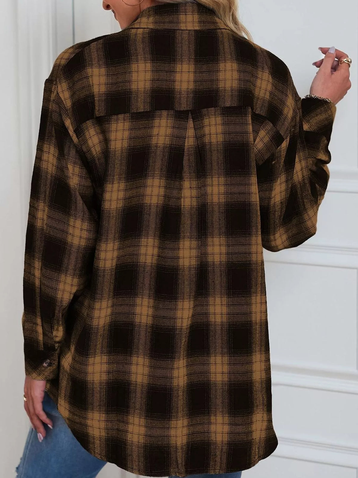 Plaid Button-Down Oversized Shirt