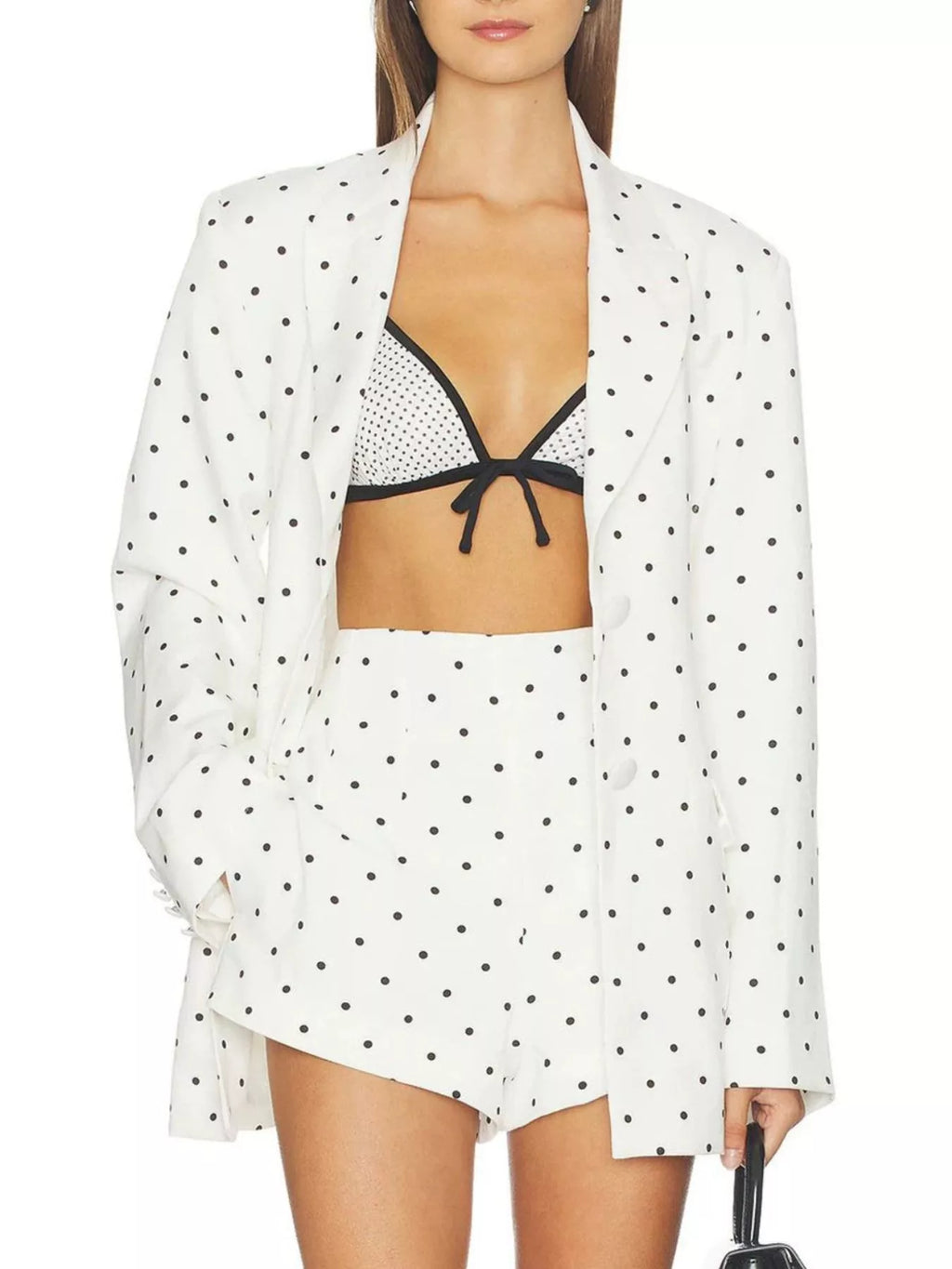Polka Dot Single-Breasted Blazer