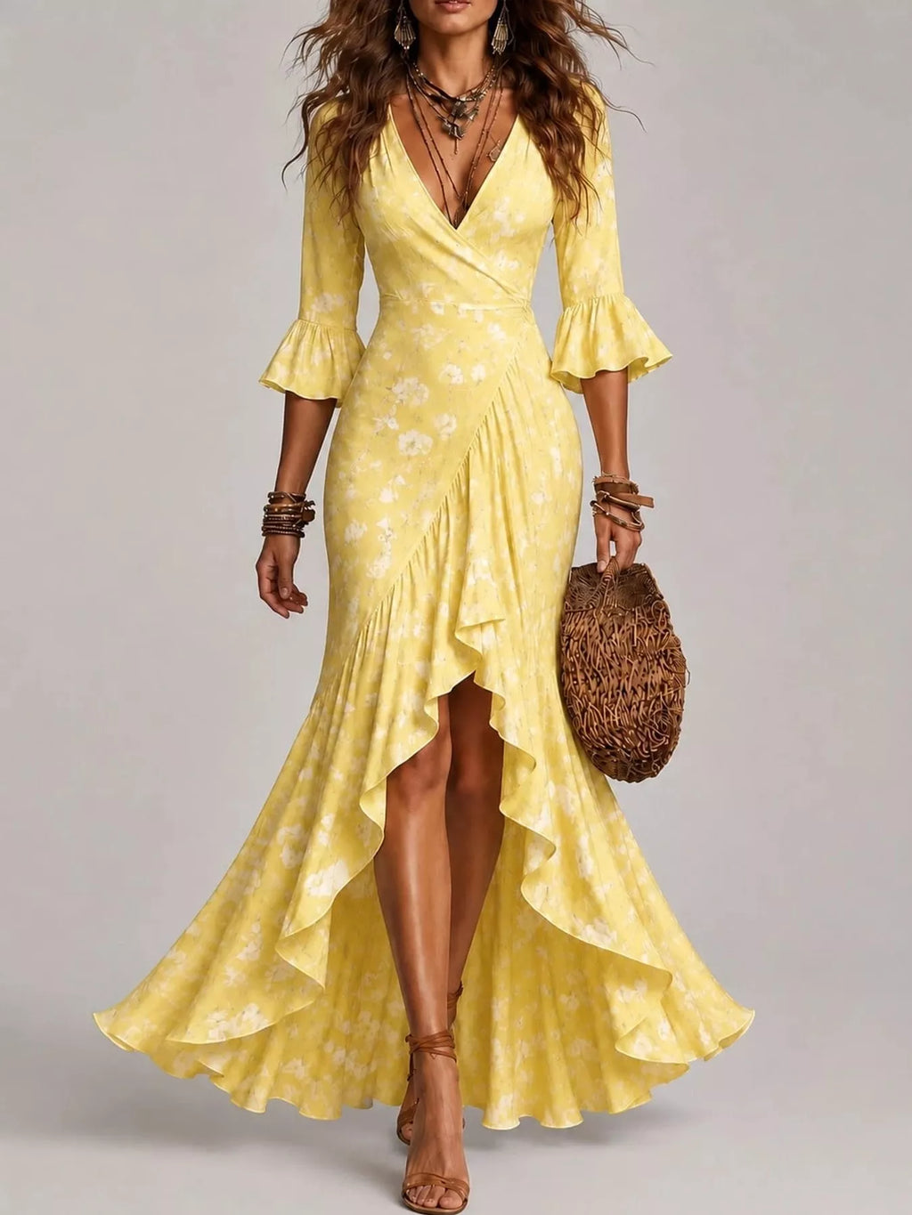 High-Low Ruffled Maxi Dress