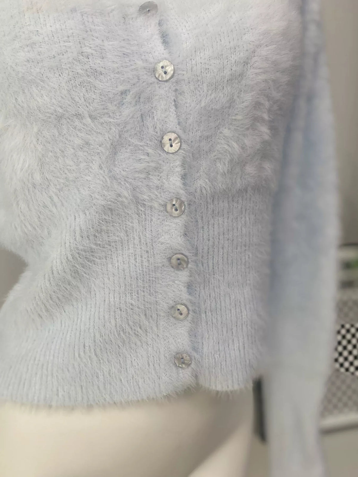 Soft Fuzzy Button-Down Cropped Cardigan