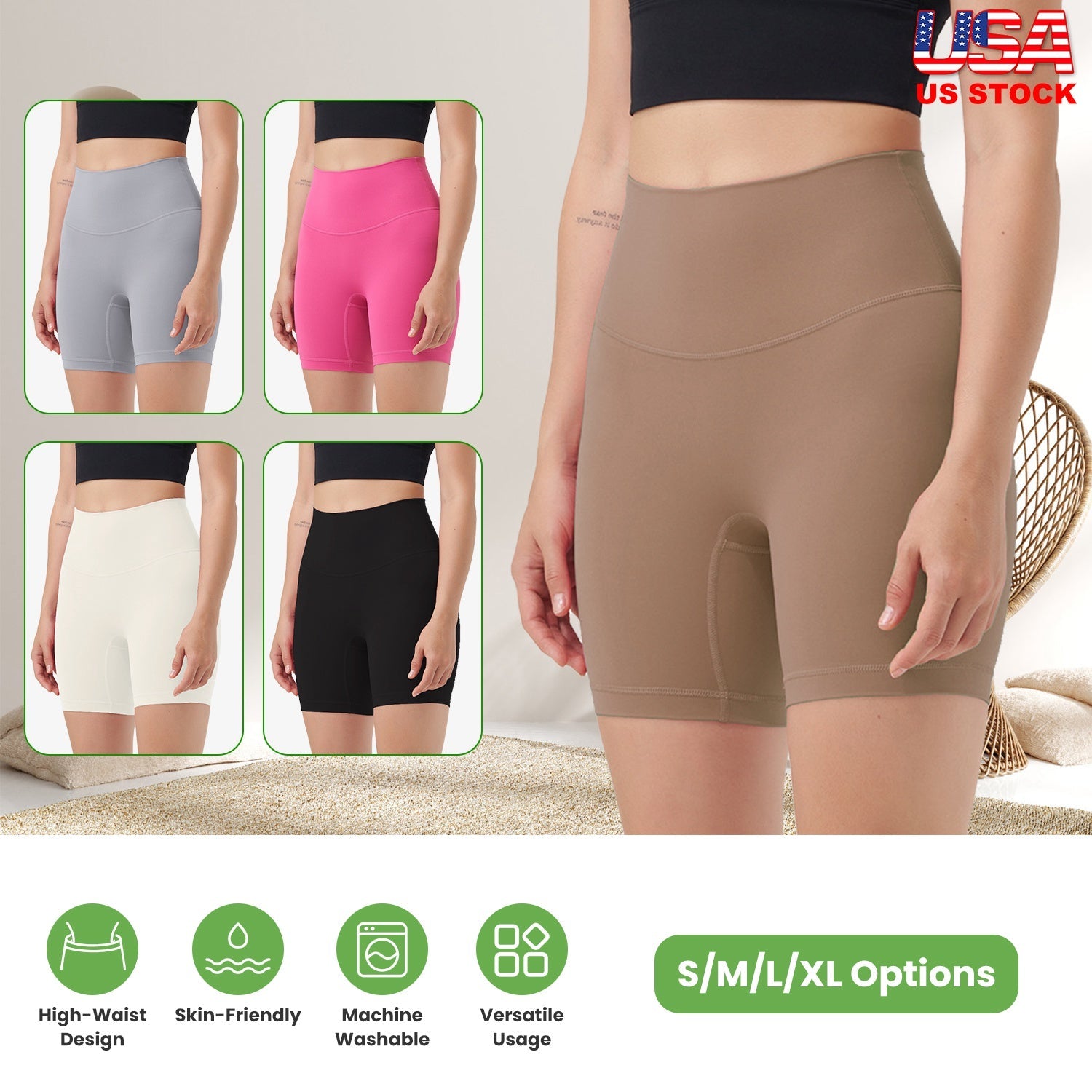 High-Waist Biker Shorts with Tummy Control for Workouts