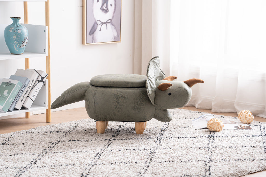 Dean the Dinosaur Storage Ottoman with Hidden Storage - Soft Green
