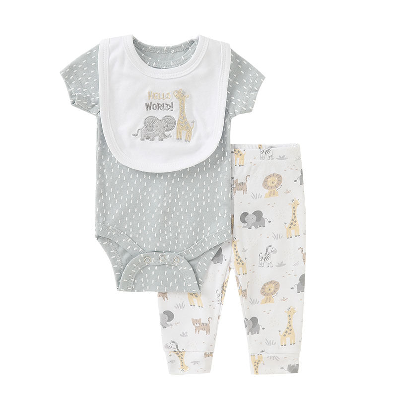 Summer Short-sleeve Cartoon Onesie Set