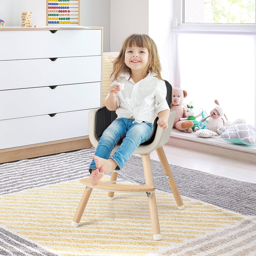 3-in-1 Convertible Wooden High Chair with Cushion