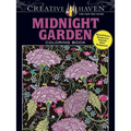 Creative Haven Midnight Garden Coloring Book: Heart & Flower Designs on a Dramatic Black Background - Paperback