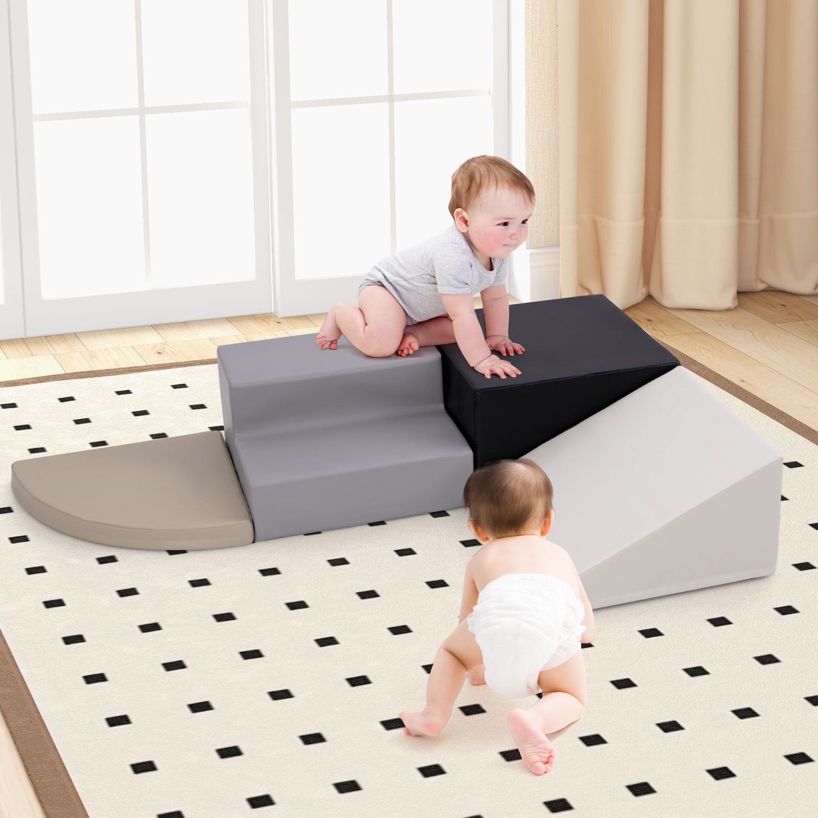 4-Piece Climb and Crawl Foam Block Play Set for Infant Baby