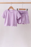 Lavender scalloped mom&me shorts set