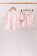 Floral Silky Scalloped Short Set
