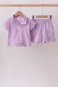 Lavender Scalloped Polo Set