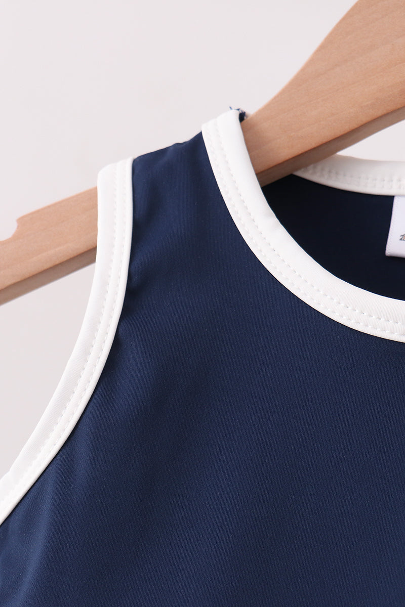 Navy Performance Scalloped Skorts Set