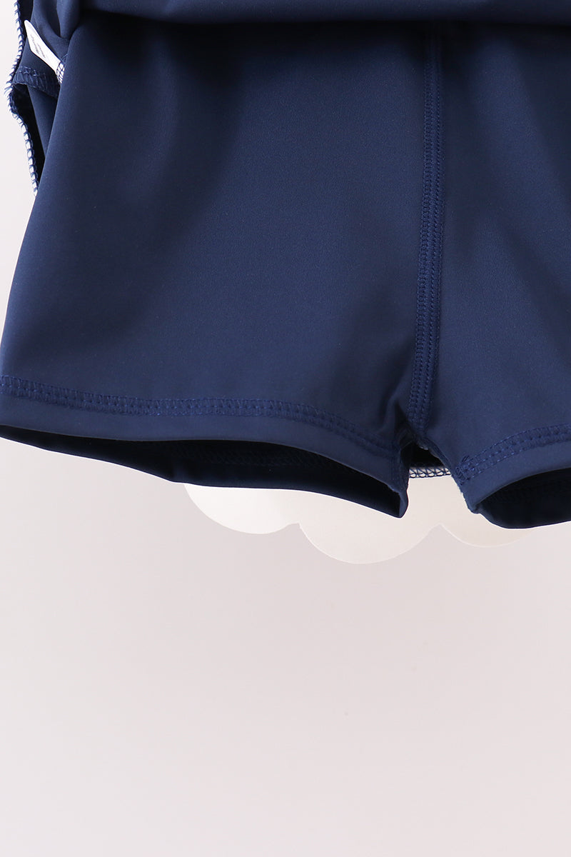 Navy Performance Scalloped Skorts Set