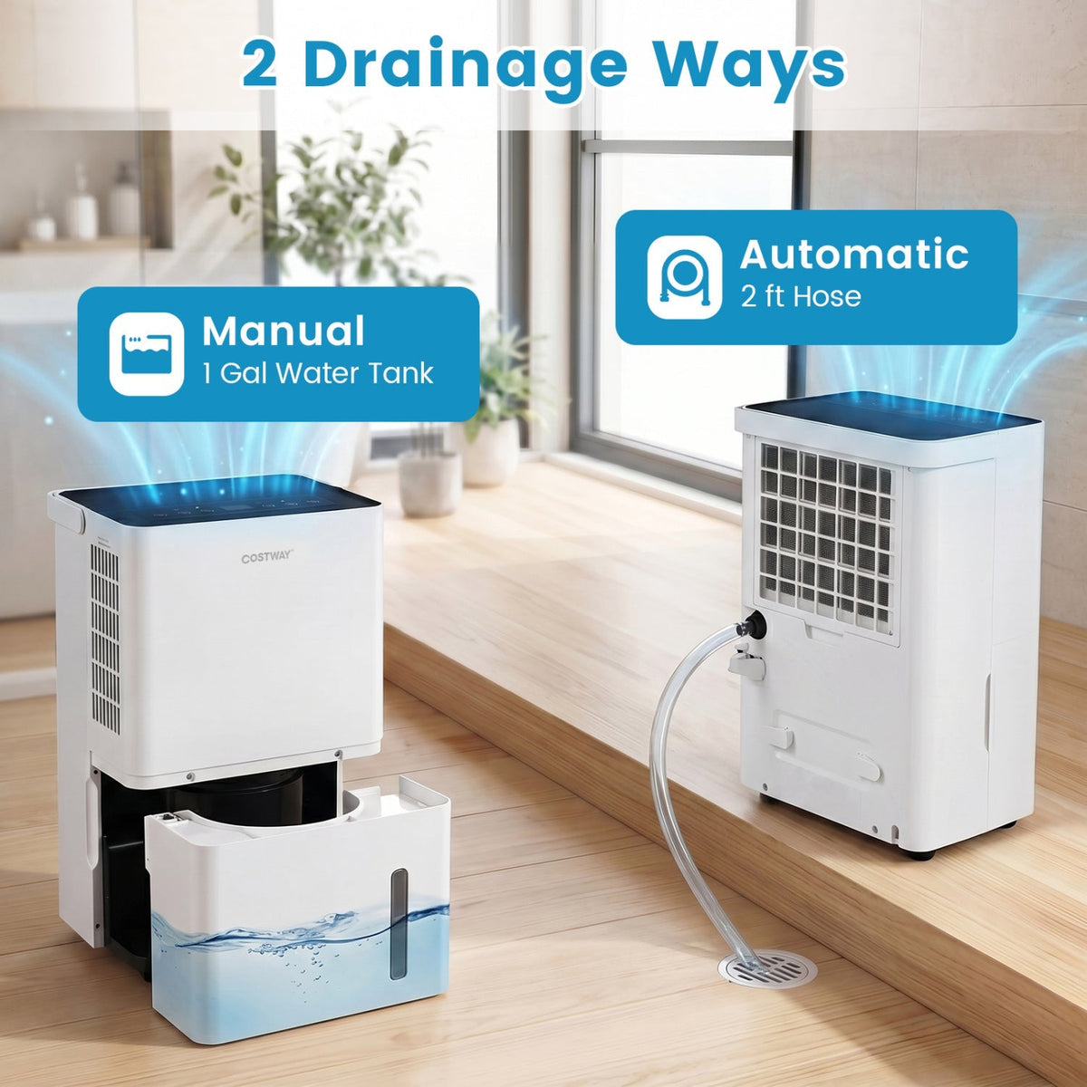 80 Pint Dehumidifier with Drain Hose & Smart Control