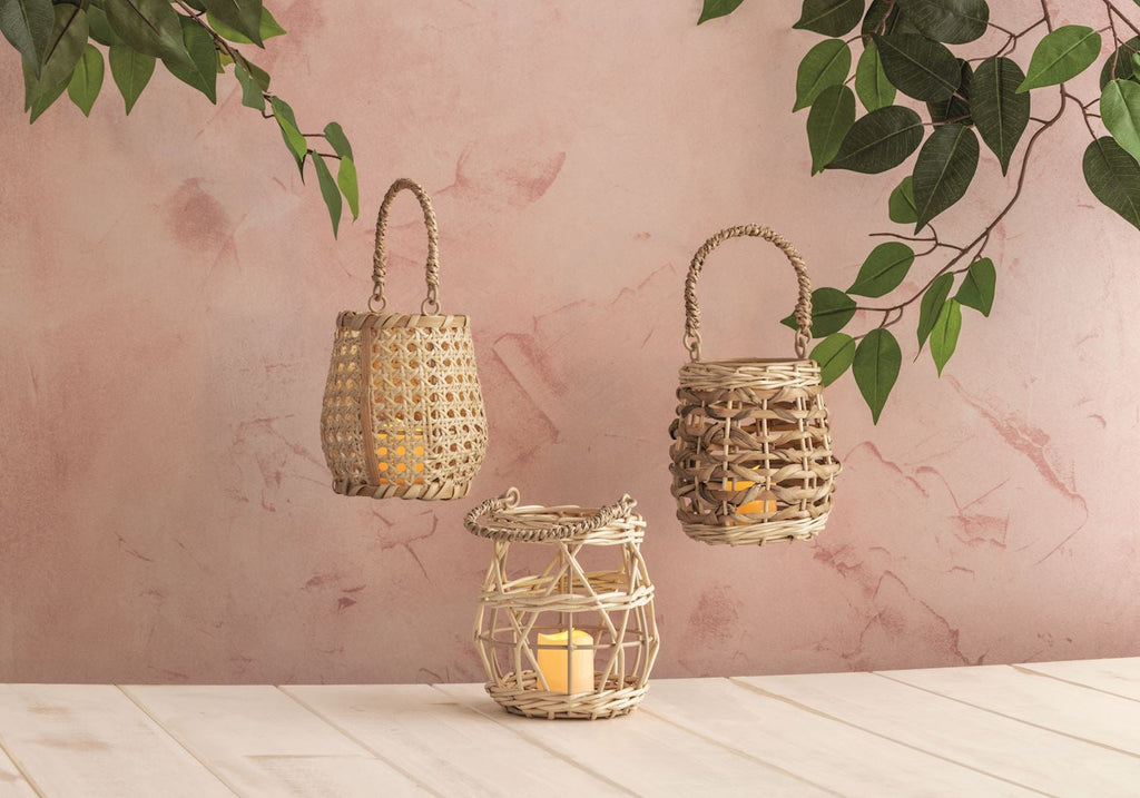 Petite Woven Rattan Lantern Basket