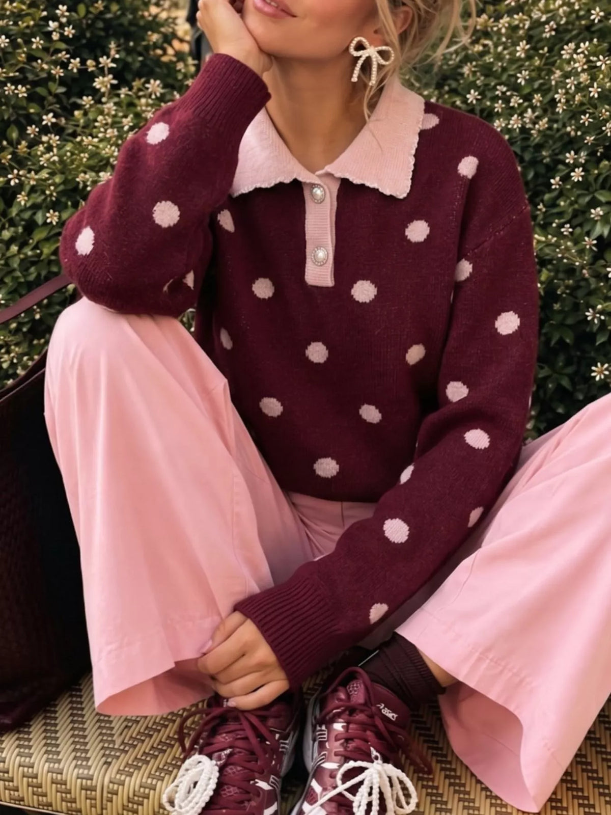 Polka Dot Collared Sweater