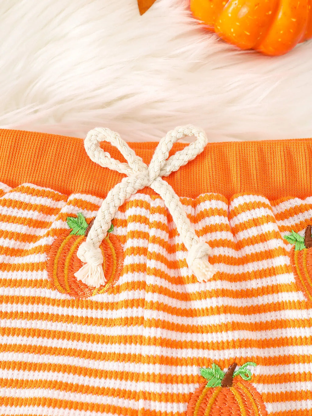 Children's Halloween Pumpkin Striped Long Sleeve Pajama Set