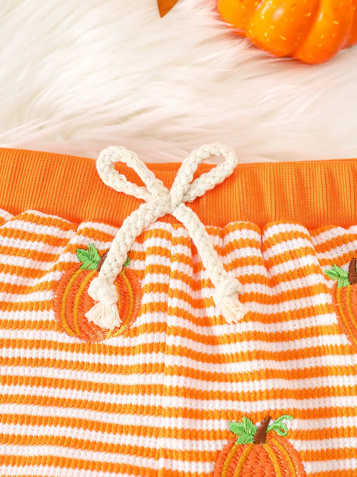 Children's Halloween Pumpkin Striped Long Sleeve Pajama Set