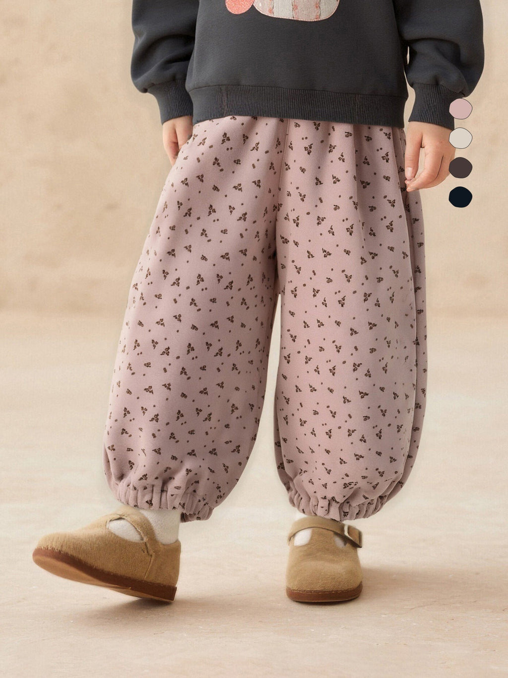 Artistic Little-floral Kids Ankle-tie Versatile Loose-fitting Trousers