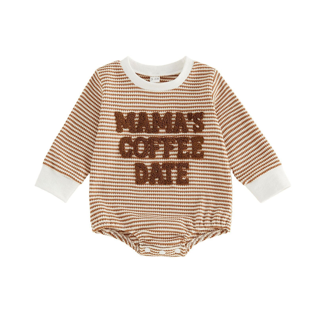 Letter Towel Embroidery Striped Romper