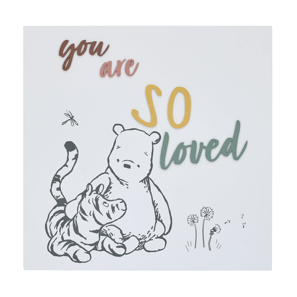 Disney Classic Winnie the Pooh and Tigger You Are So Loved Ivory and Grey Wood Wall decor