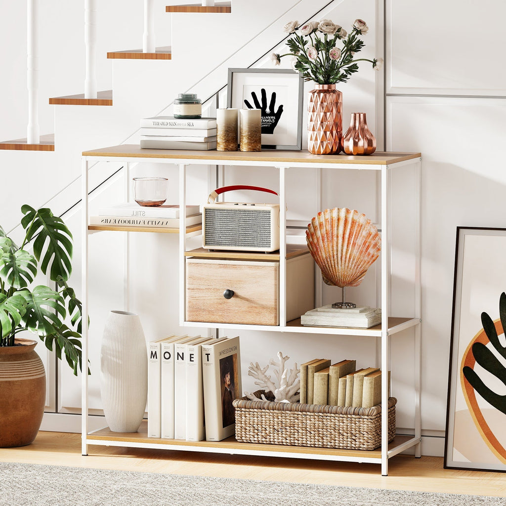 40 Inch Console Table Behind Sofa Couch with Storage