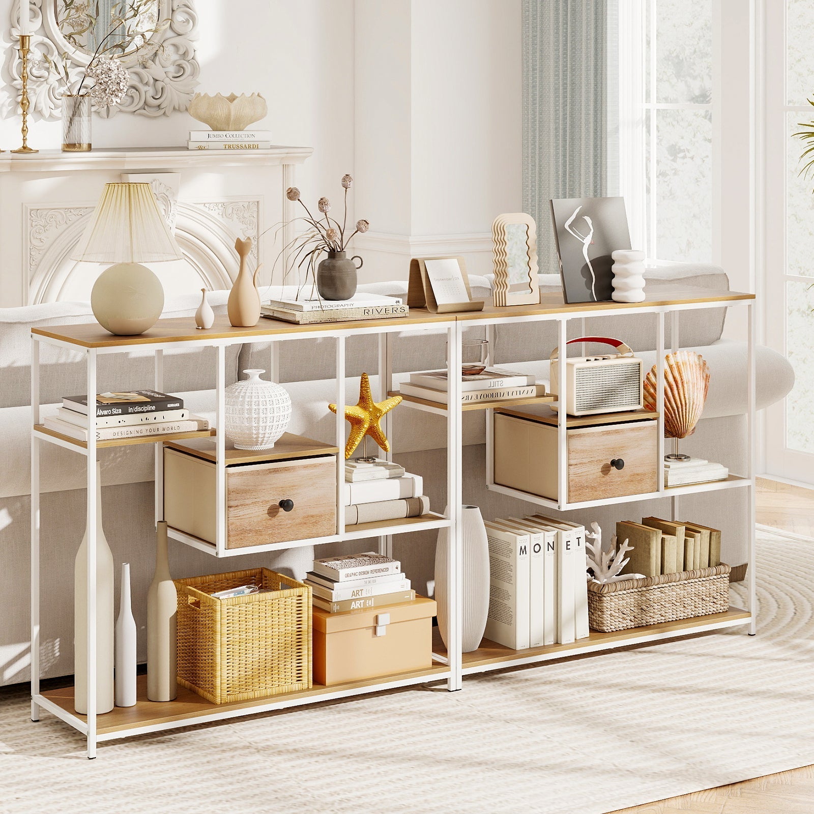 40 Inch Console Table Behind Sofa Couch with Storage