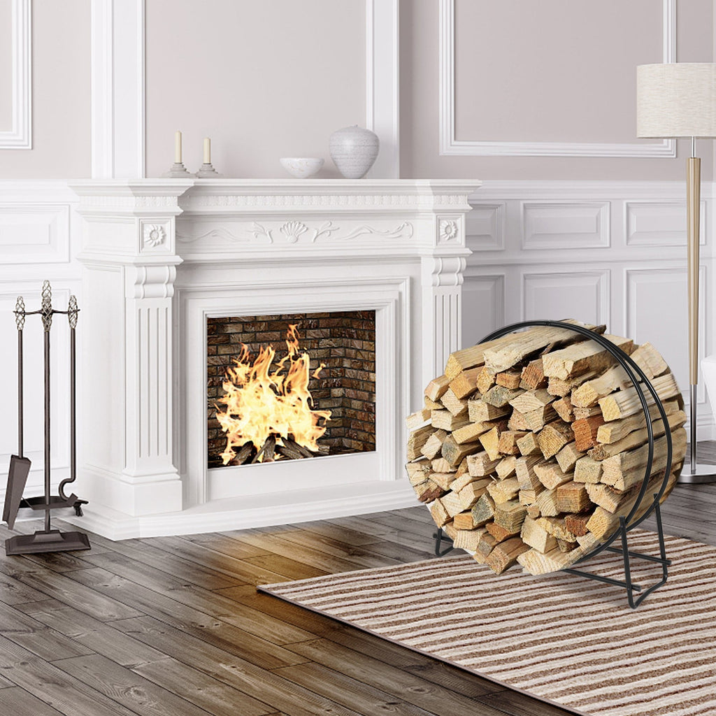 30-Inch Tubular Steel Log Hoop Firewood Storage Rack