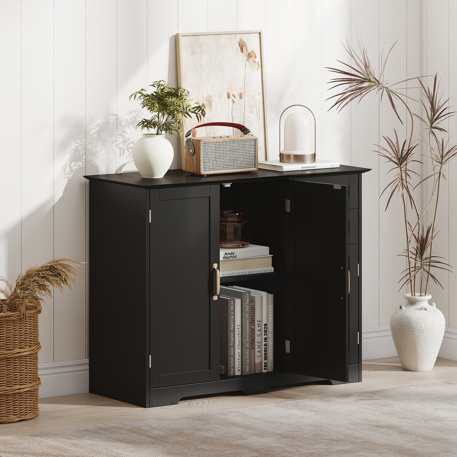 40 Inch Modern Kitchen Sideboard Buffet Cabinet with 2 Drawers and Adjustable Shelf