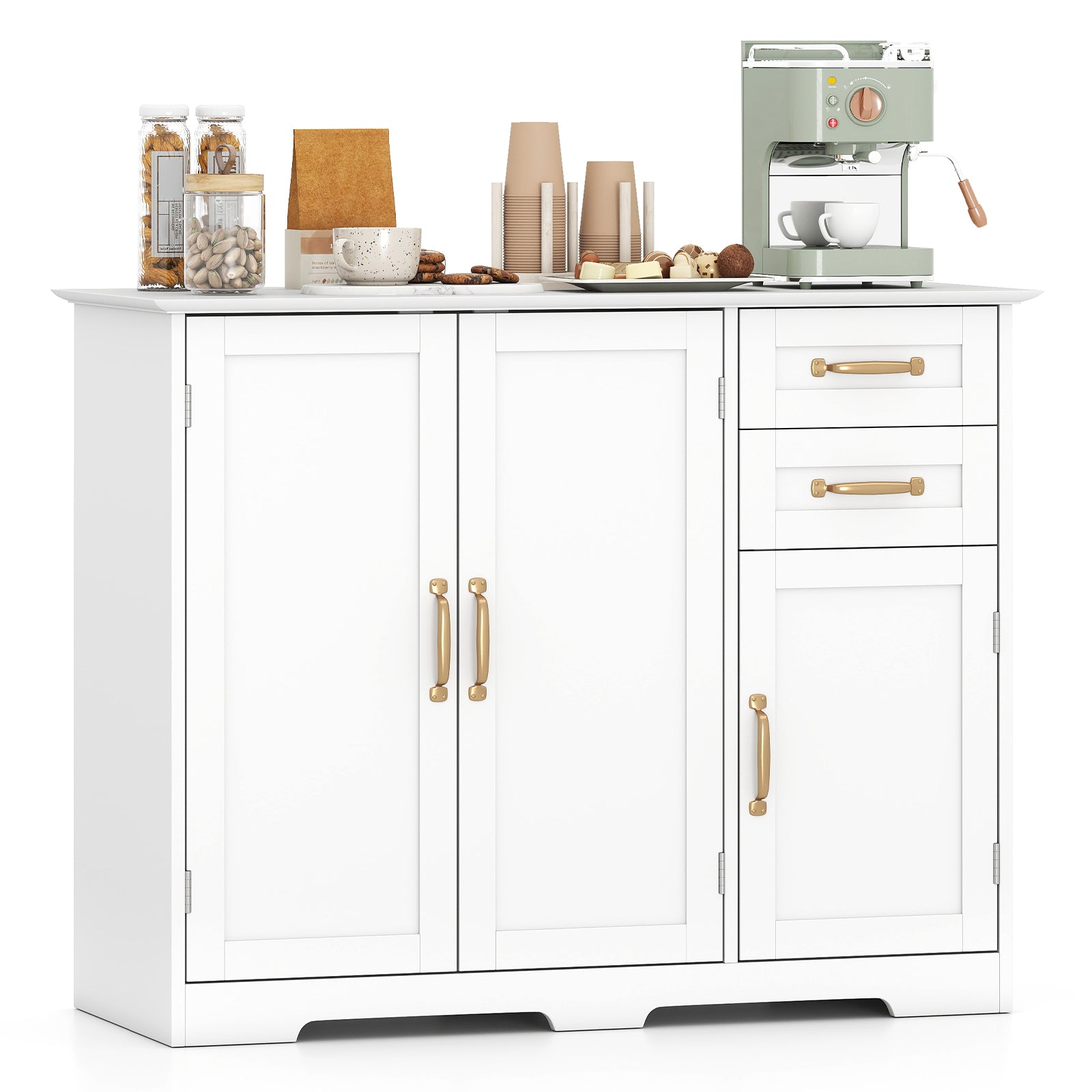 40 Inch Modern Kitchen Sideboard Buffet Cabinet with 2 Drawers and Adjustable Shelf