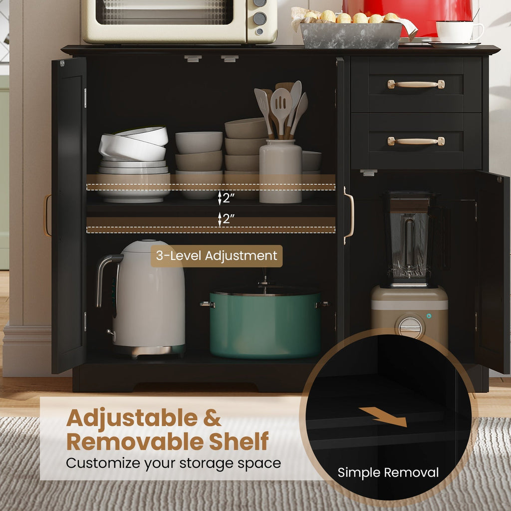 40 Inch Modern Kitchen Sideboard Buffet Cabinet with 2 Drawers and Adjustable Shelf